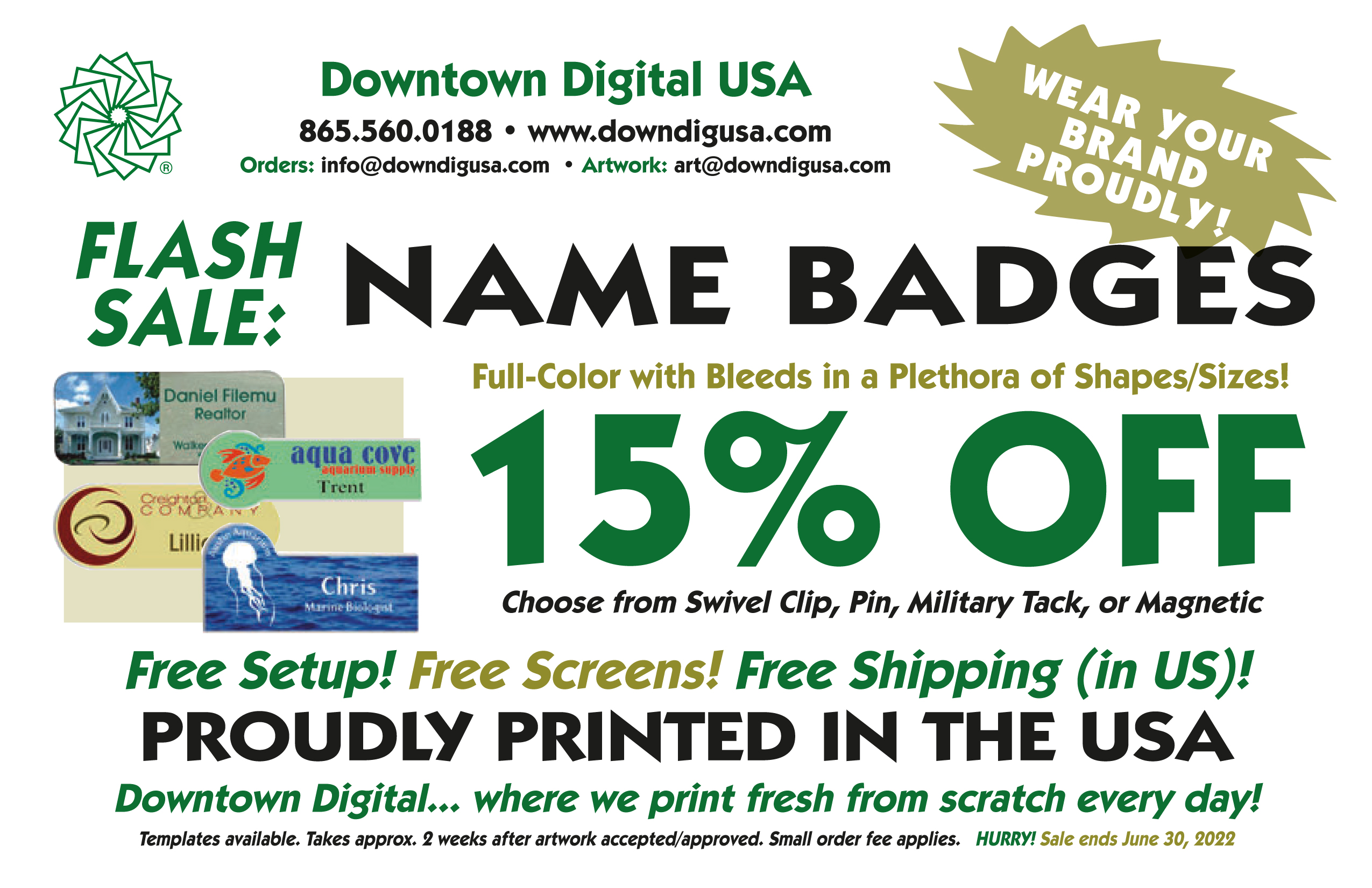 Downtown Digital Name Badge Sale